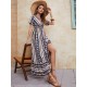 Summer Bohemian Style V-Neck High Waist Dress